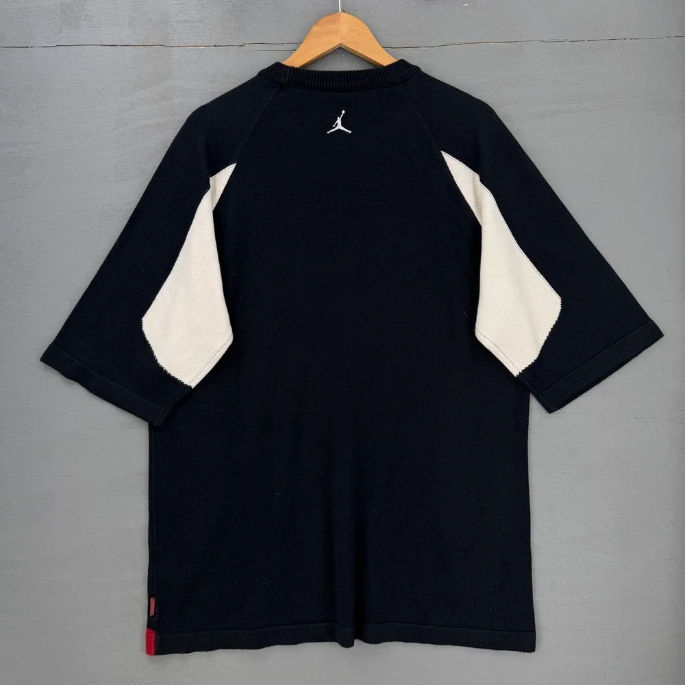 Y2K Jordan Brand Knit Sweater Black Red Colorblock Short Sleeve XL